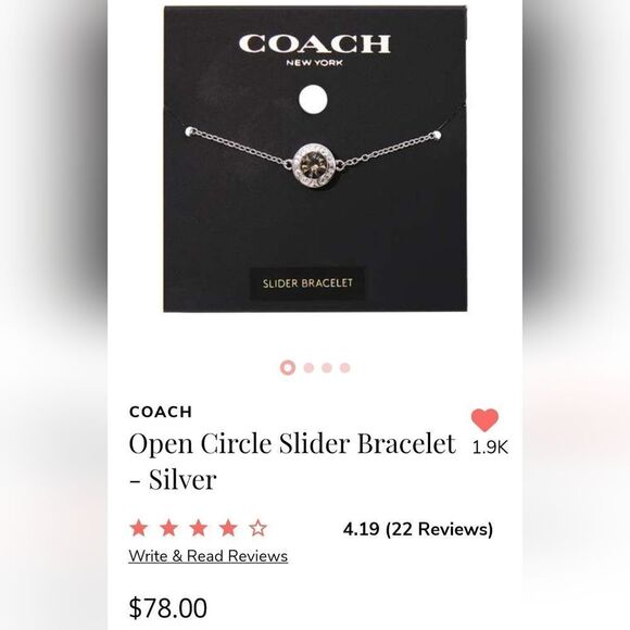 COACH ADJUSTABLE SLIDER BRACELET MSRP $78 NEW silver - Picture 14 of 16